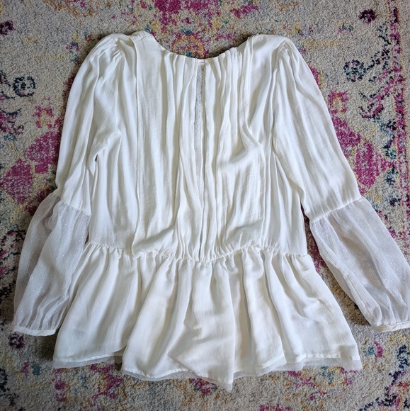 Free People Boho Slit Back Bell Sleeve Peplum Top - Picture 6 of 8